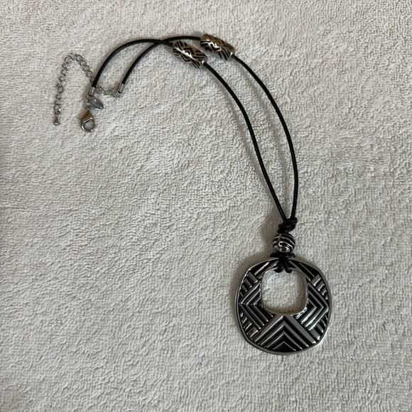 Black & Silver Tone “Vibe” Necklace, With Box - Picture 6 of 11